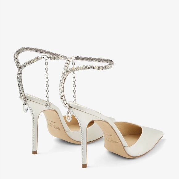 *WORN ONCE FOR PHOTOS* JIMMY CHOO Saeda Ivory Satin Pumps - Picture 11 of 16